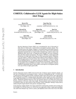 CORTEX: Collaborative LLM Agents for High-Stakes Alert Triage
