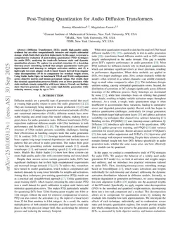 Post-Training Quantization for Audio Diffusion Transformers