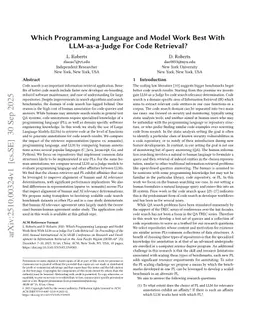 Which Programming Language and Model Work Best With LLM-as-a-Judge For Code Retrieval?