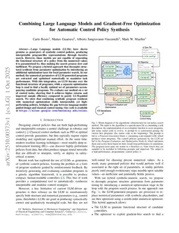 Combining Large Language Models and Gradient-Free Optimization for Automatic Control Policy Synthesis