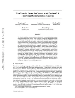 Can Mamba Learn In Context with Outliers? A Theoretical Generalization Analysis