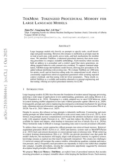 TokMem: Tokenized Procedural Memory for Large Language Models