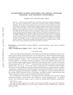 Randomized Matrix Sketching for Neural Network Training and Gradient Monitoring