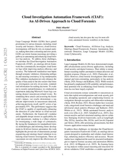 Cloud Investigation Automation Framework (CIAF): An AI-Driven Approach to Cloud Forensics