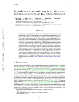 From Human Hands to Robot Arms: Manipulation Skills Transfer via Trajectory Alignment