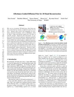 Affordance-Guided Diffusion Prior for 3D Hand Reconstruction
