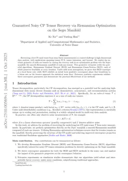 Guaranteed Noisy CP Tensor Recovery via Riemannian Optimization on the Segre Manifold