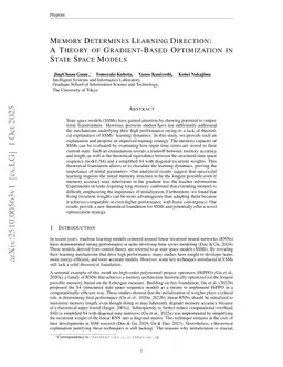 Memory Determines Learning Direction: A Theory of Gradient-Based Optimization in State Space Models