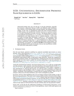 UCD: Unconditional Discriminator Promotes Nash Equilibrium in GANs