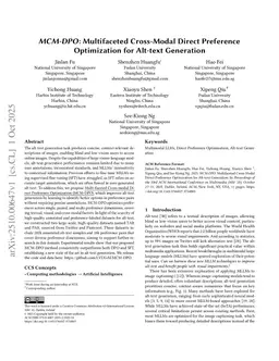 MCM-DPO: Multifaceted Cross-Modal Direct Preference Optimization for Alt-text Generation