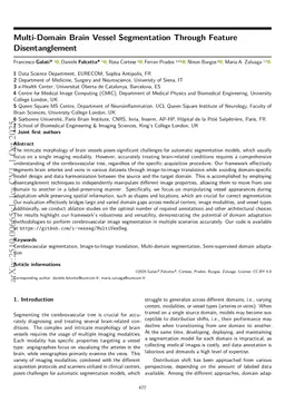 Multi-Domain Brain Vessel Segmentation Through Feature Disentanglement