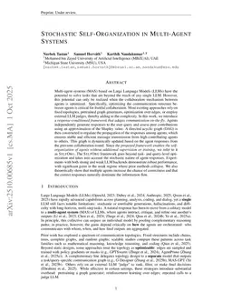Stochastic Self-Organization in Multi-Agent Systems