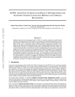 ACPO: Adaptive Curriculum Policy Optimization for Aligning Vision-Language Models in Complex Reasoning