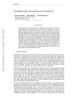 LLM Routing with Dueling Feedback