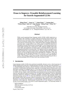 Erase to Improve: Erasable Reinforcement Learning for Search-Augmented LLMs