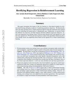 Rectifying Regression in Reinforcement Learning