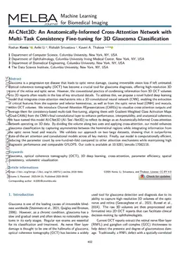 AI-CNet3D: An Anatomically-Informed Cross-Attention Network with Multi-Task Consistency Fine-tuning for 3D Glaucoma Classification