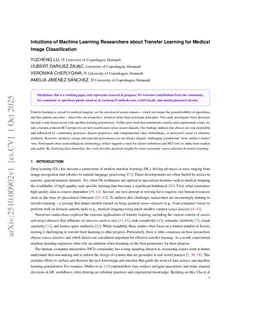 Intuitions of Machine Learning Researchers about Transfer Learning for Medical Image Classification