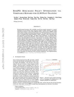 RiskPO: Risk-based Policy Optimization via Verifiable Reward for LLM Post-Training