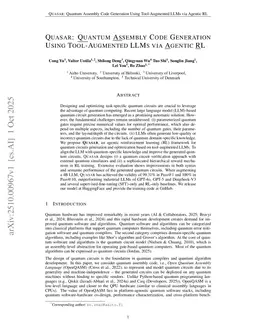 QUASAR: Quantum Assembly Code Generation Using Tool-Augmented LLMs via Agentic RL