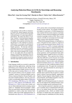 Analyzing Dialectical Biases in LLMs for Knowledge and Reasoning Benchmarks