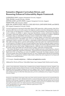 Semantics-Aligned, Curriculum-Driven, and Reasoning-Enhanced Vulnerability Repair Framework