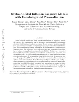 Syntax-Guided Diffusion Language Models with User-Integrated Personalization