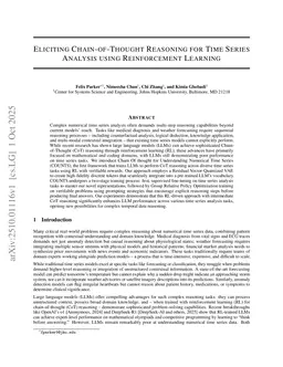 Eliciting Chain-of-Thought Reasoning for Time Series Analysis using Reinforcement Learning