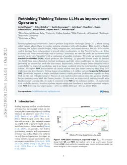 Rethinking Thinking Tokens: LLMs as Improvement Operators
