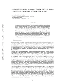 Sample-Efficient Differentially Private Fine-Tuning via Gradient Matrix Denoising