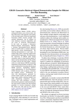 GRAD: Generative Retrieval-Aligned Demonstration Sampler for Efficient Few-Shot Reasoning