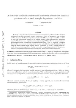 A first-order method for constrained nonconvex--nonconcave minimax problems under a local Kurdyka-Łojasiewicz condition