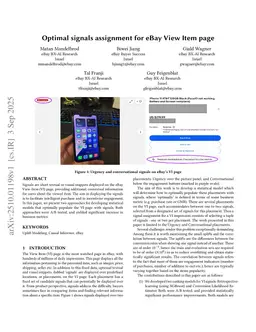 Optimal signals assignment for eBay View Item page