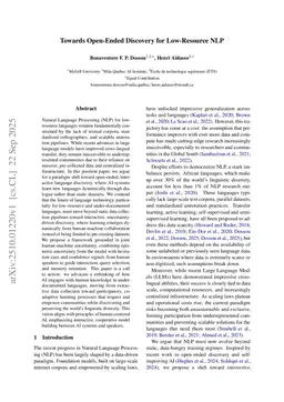 Towards Open-Ended Discovery for Low-Resource NLP