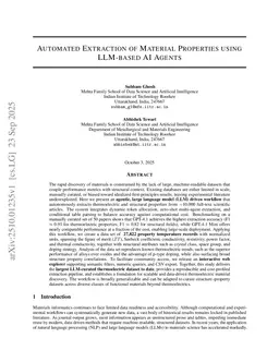 Automated Extraction of Material Properties using LLM-based AI Agents