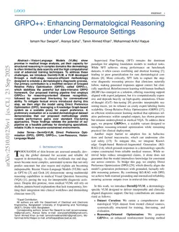 GRPO++: Enhancing Dermatological Reasoning under Low Resource Settings