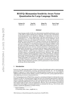 RSAVQ: Riemannian Sensitivity-Aware Vector Quantization for Large Language Models