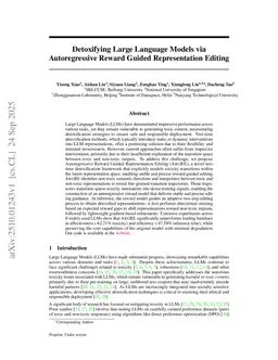 Detoxifying Large Language Models via Autoregressive Reward Guided Representation Editing