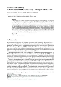 Efficient Uncertainty Estimation for LLM-based Entity Linking in Tabular Data