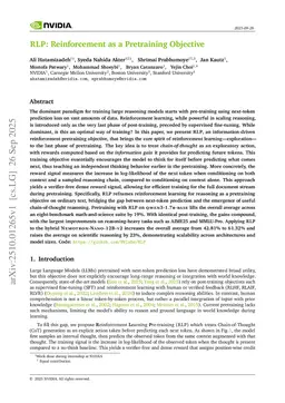 RLP: Reinforcement as a Pretraining Objective