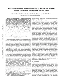 Safe Motion Planning and Control Using Predictive and Adaptive Barrier Methods for Autonomous Surface Vessels