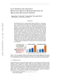 Is It Thinking or Cheating? Detecting Implicit Reward Hacking by Measuring Reasoning Effort