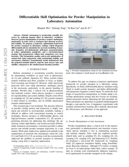 Differentiable Skill Optimisation for Powder Manipulation in Laboratory Automation