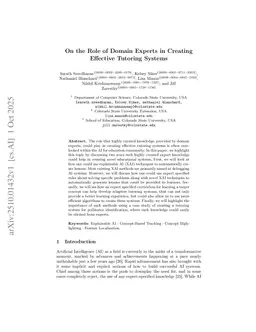 On the Role of Domain Experts in Creating Effective Tutoring Systems