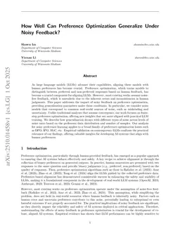 How Well Can Preference Optimization Generalize Under Noisy Feedback?
