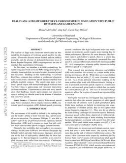 RealClass: A Framework for Classroom Speech Simulation with Public Datasets and Game Engines