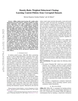 Density-Ratio Weighted Behavioral Cloning: Learning Control Policies from Corrupted Datasets