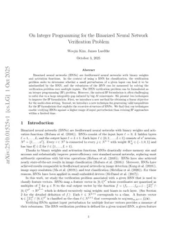 On Integer Programming for the Binarized Neural Network Verification Problem