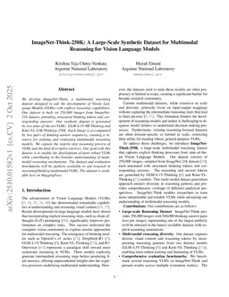 ImageNet-Think-250K: A Large-Scale Synthetic Dataset for Multimodal Reasoning for Vision Language Models