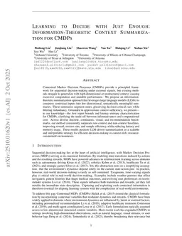 Learning to Decide with Just Enough: Information-Theoretic Context Summarization for CMDPs